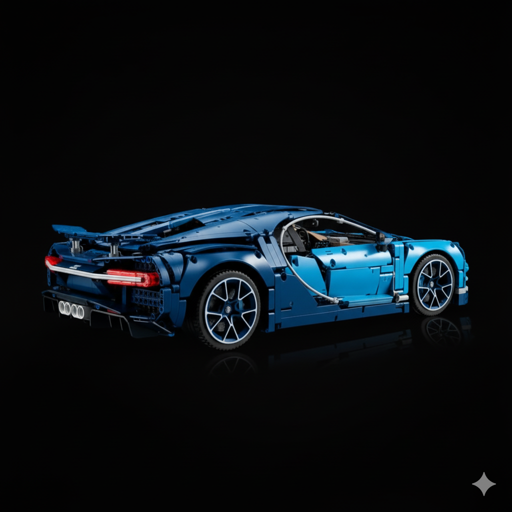 Bugatti Chiron Azul + Quadro de Acrílico (3599 peças LEGO®)