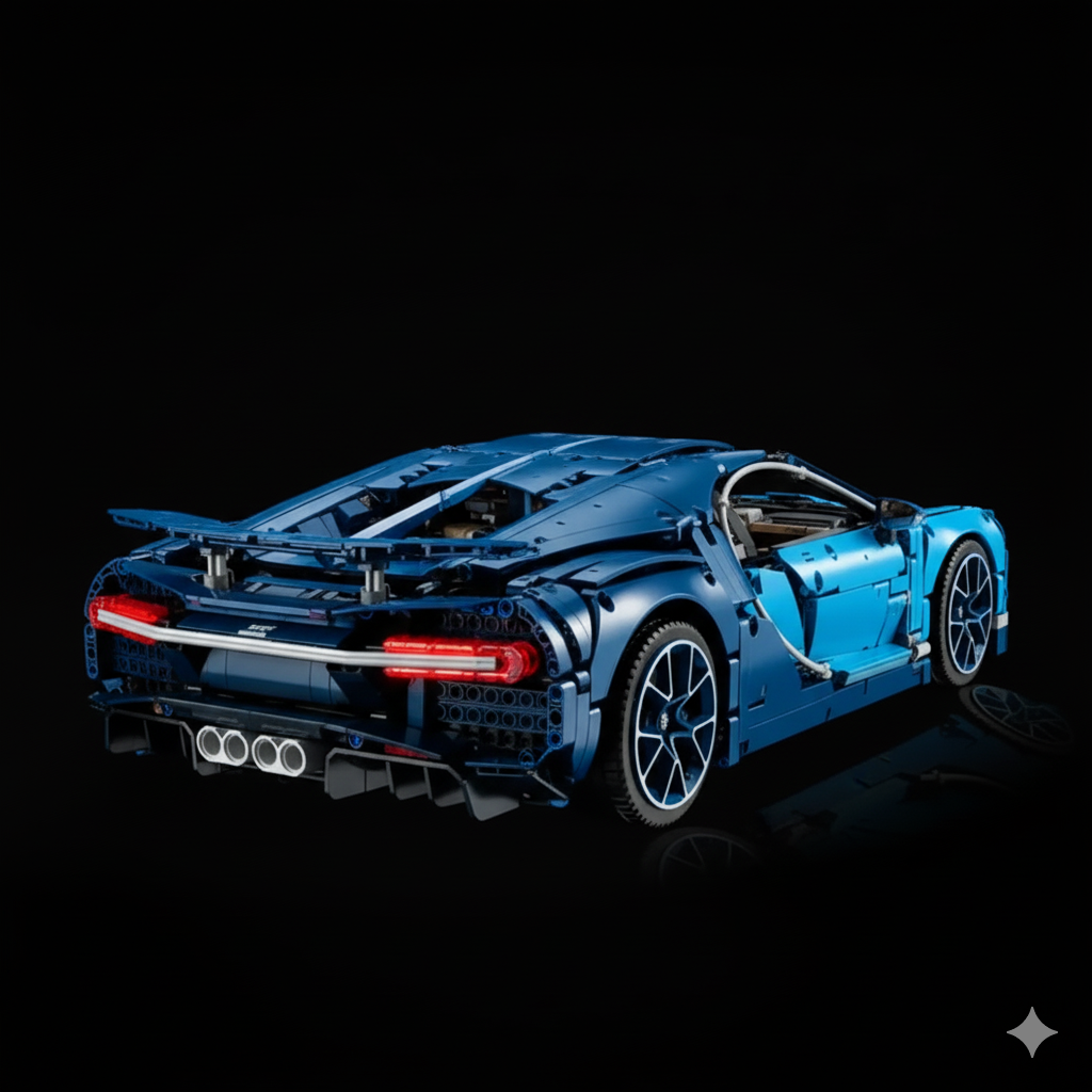 Bugatti Chiron Azul + Quadro de Acrílico (3599 peças LEGO®)