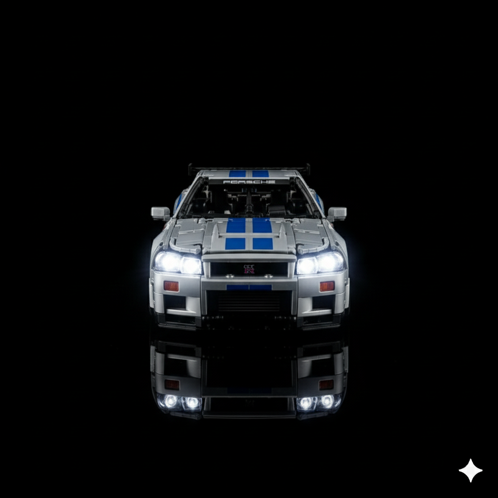 Nissan Skyline GT-R (R34) + Quadro de Acrílico ( 1580 peças LEGO® )