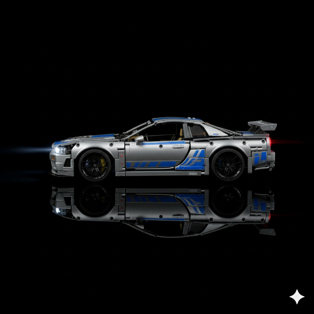 Nissan Skyline GT-R (R34) + Quadro de Acrílico ( 1580 peças LEGO® )