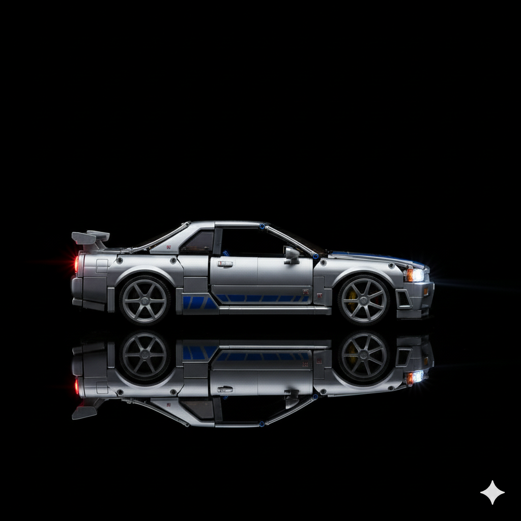 Nissan Skyline GT-R (R34) + Quadro de Acrílico ( 1580 peças LEGO® )
