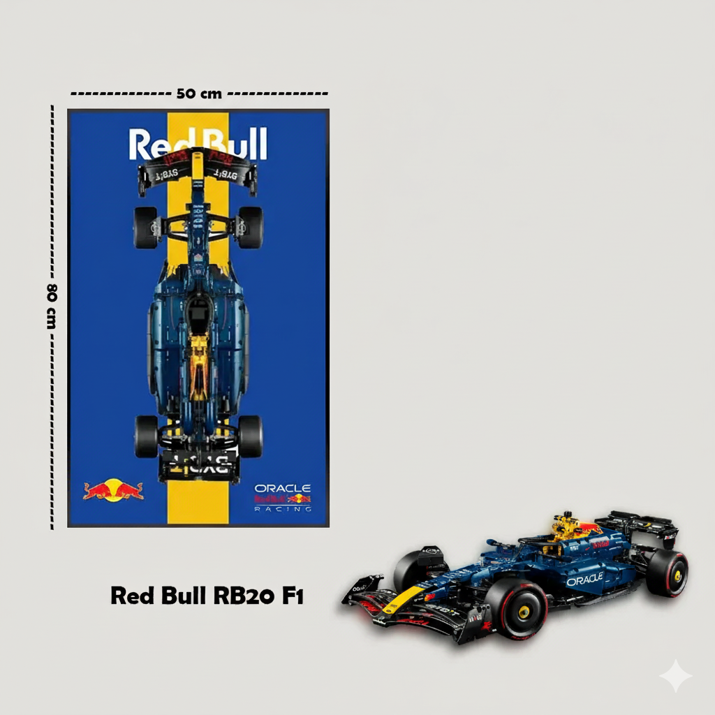 Red Bull RB20 F1 +  Quadro de Acrílico ( 1639 pecas LEGO® )