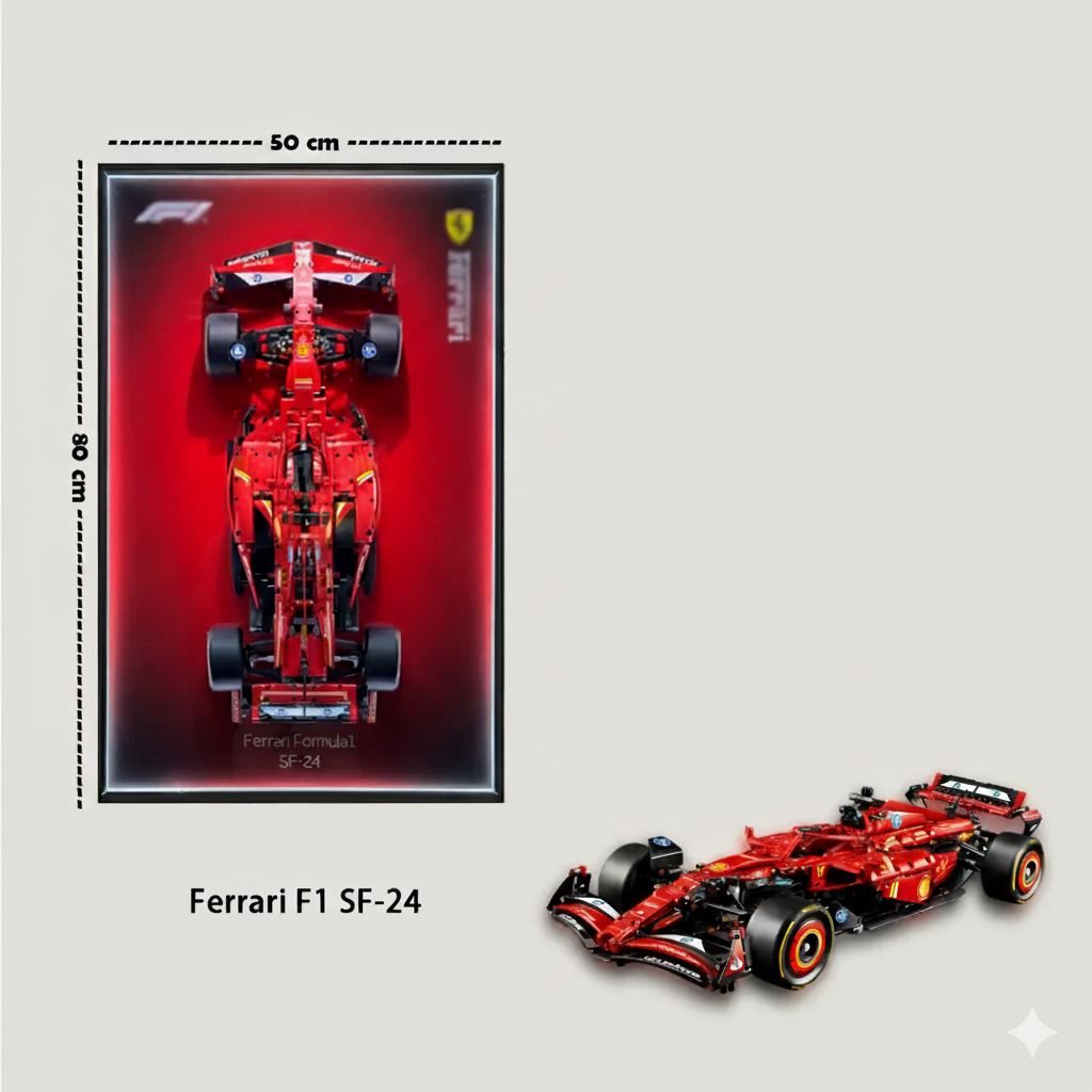 Ferrari F1 SF24 + Quadro de Acrílico (1361 peças  LEGO®)