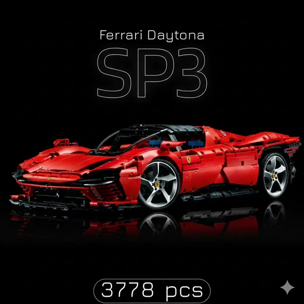 Ferrari Daytona SP3 Vermelha + Quadro de Acrílico (3778 peças  LEGO®)