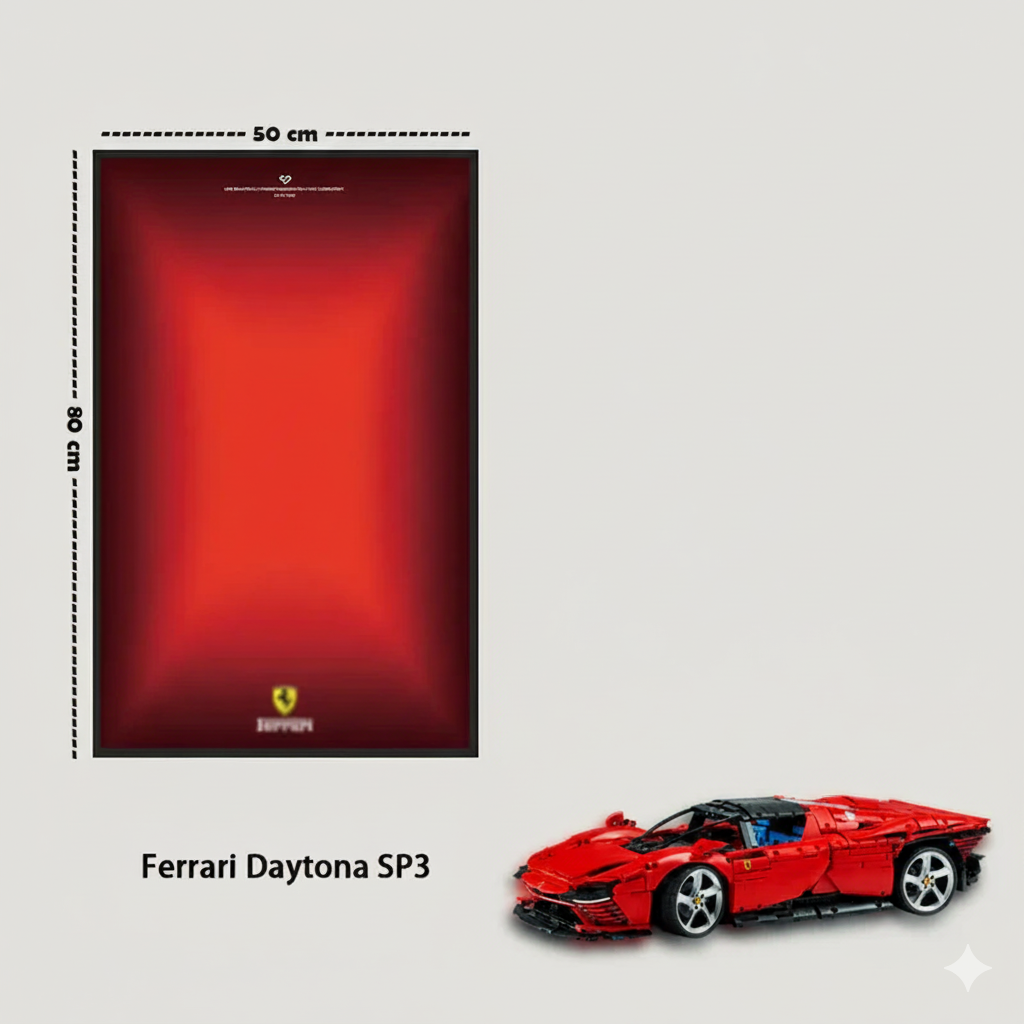 Ferrari Daytona SP3 Vermelha + Quadro de Acrílico (3778 peças  LEGO®)