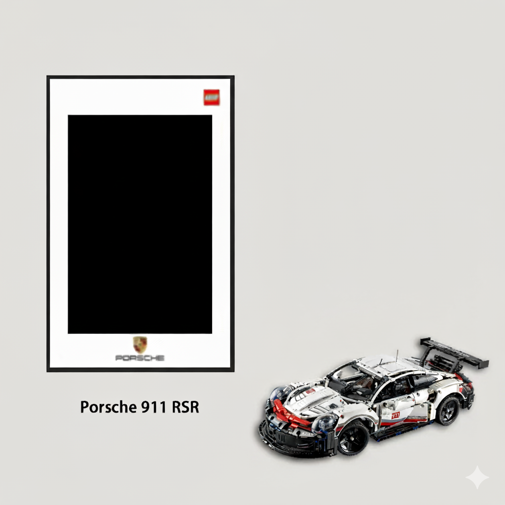 Porsche 911 RSR + Quadro de Acrílico (1580 peças LEGO®)