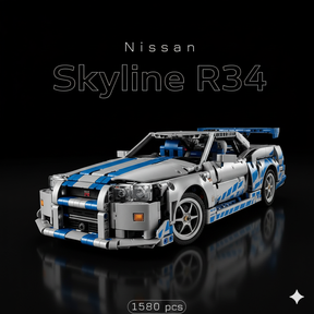 Nissan Skyline GT-R (R34) + Quadro  de Acrílico ( 1580 peças LEGO® )
