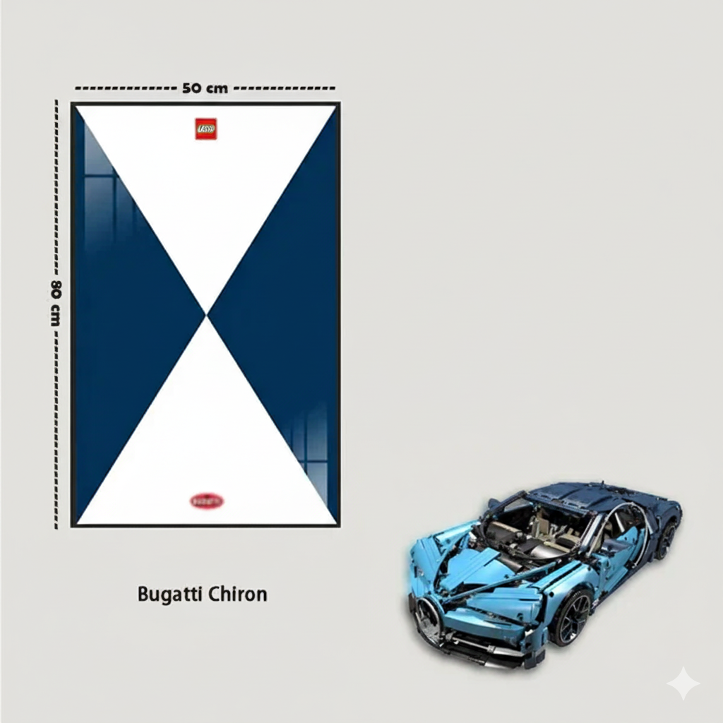 Bugatti Chiron Azul + Quadro de Acrílico (3599 peças LEGO®)